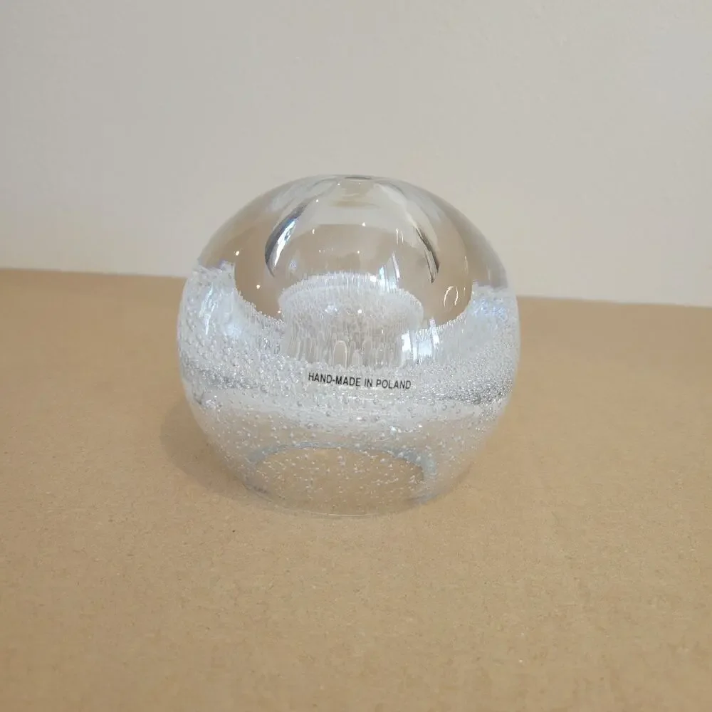 Vintage Hand-Blown Controlled Bubble Glass Rose Bowl Vase